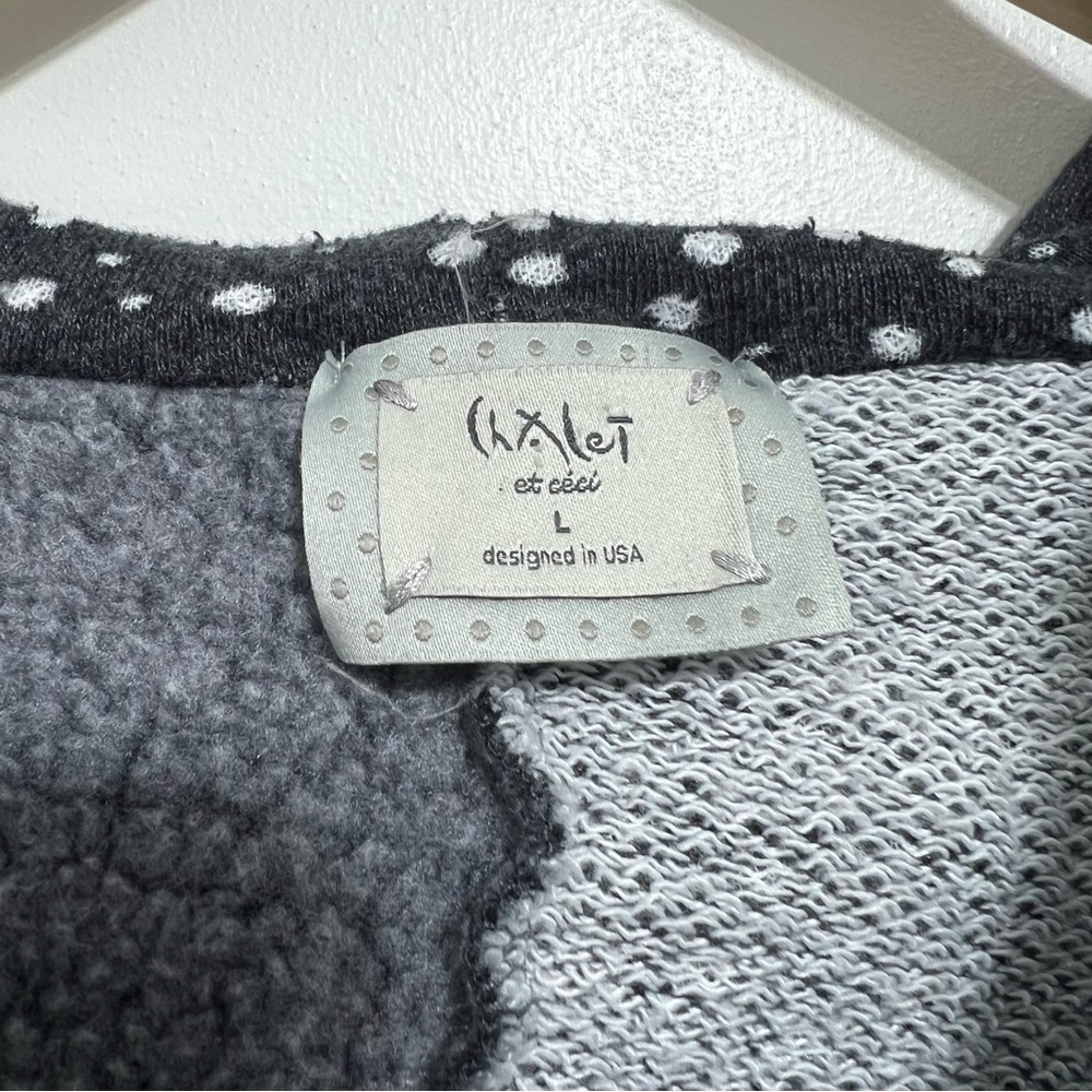 Chalet Et Ceci Gray Patchwork Gray Full Zip Long … - image 4